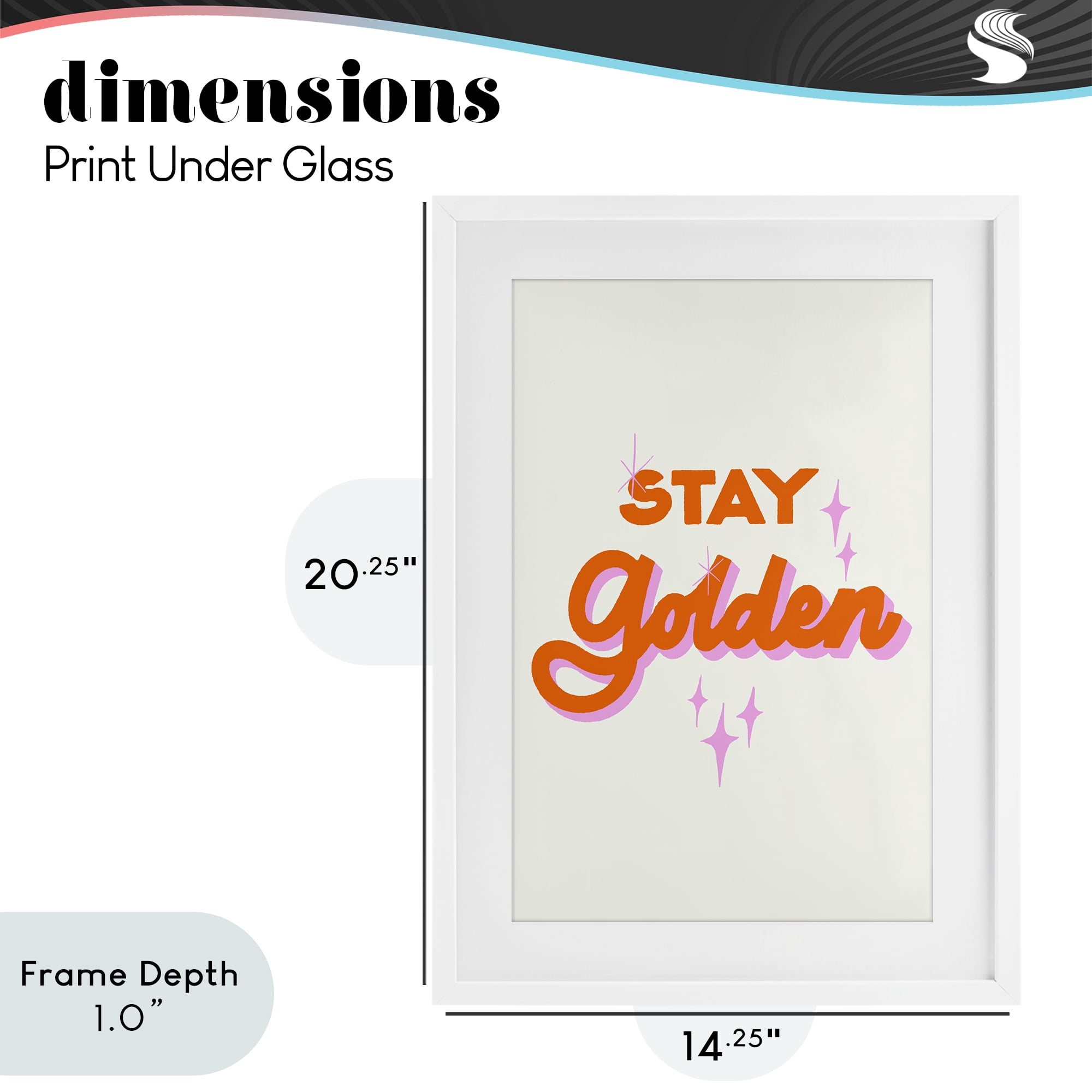 Stupell Industries Stay Golden Retro Letters White Framed Print Under Glass, design by Indira Prieto | IndySign