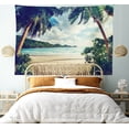 thumbnail image 3 of Beach Tapestry, Summer Beach Vintage Style Tropical Sunset Picture Print, Fabric Wall Hanging Decor for Bedroom Living Room Dorm, 5 Sizes, Dark Green Sand Brown, by Ambesonne, 3 of 9