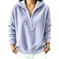 thumbnail image 2 of ClodeEU Women's Half Zip Hooded Reversible Fleece Long Sleeve Sweatshirt ,Casual Pullover Top ,Women's Plus S, 2 of 5
