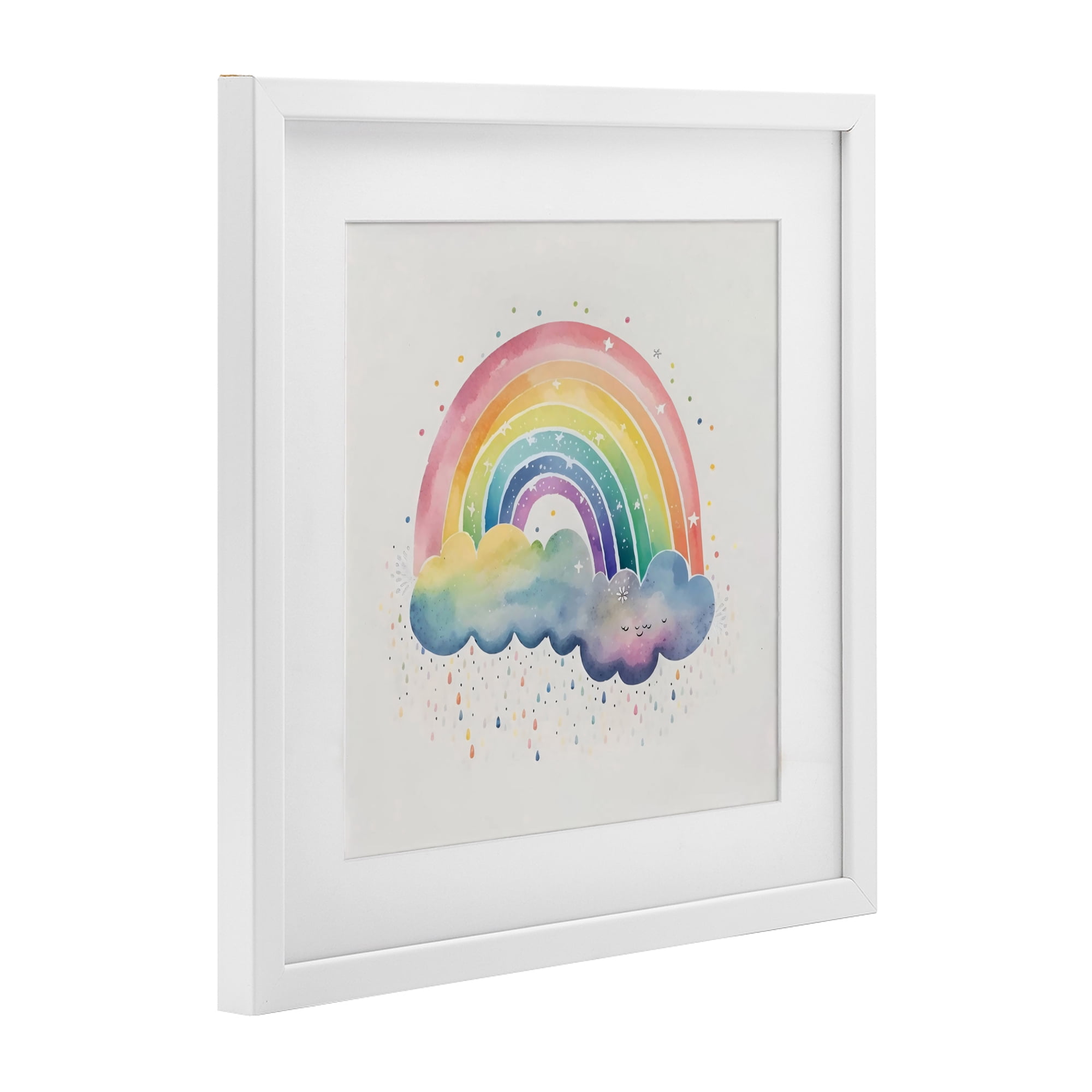 Stupell Industries Bright Boho Rainbow & Stars White Framed Print Under Glass, design by Creative Studio
