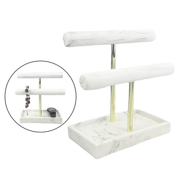 Portable Marble 2 Tier Jewelry Bracelet Bangle Necklace Watch Rack Stand Tabletop Jewelry Organizer Holder Shelf Retail Shop Showcase Home Decor