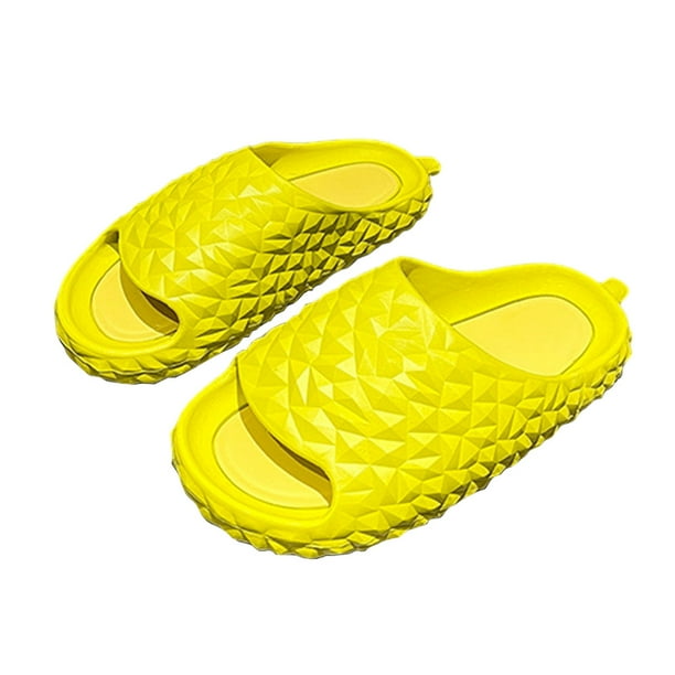 Guardurnaity Bonitas pantuflas Durian para mujer, zapatillas de casa suaves de fondo grueso, sandalias de playa de moda para mujer, toboganes Calzado amarillo durión 38-39