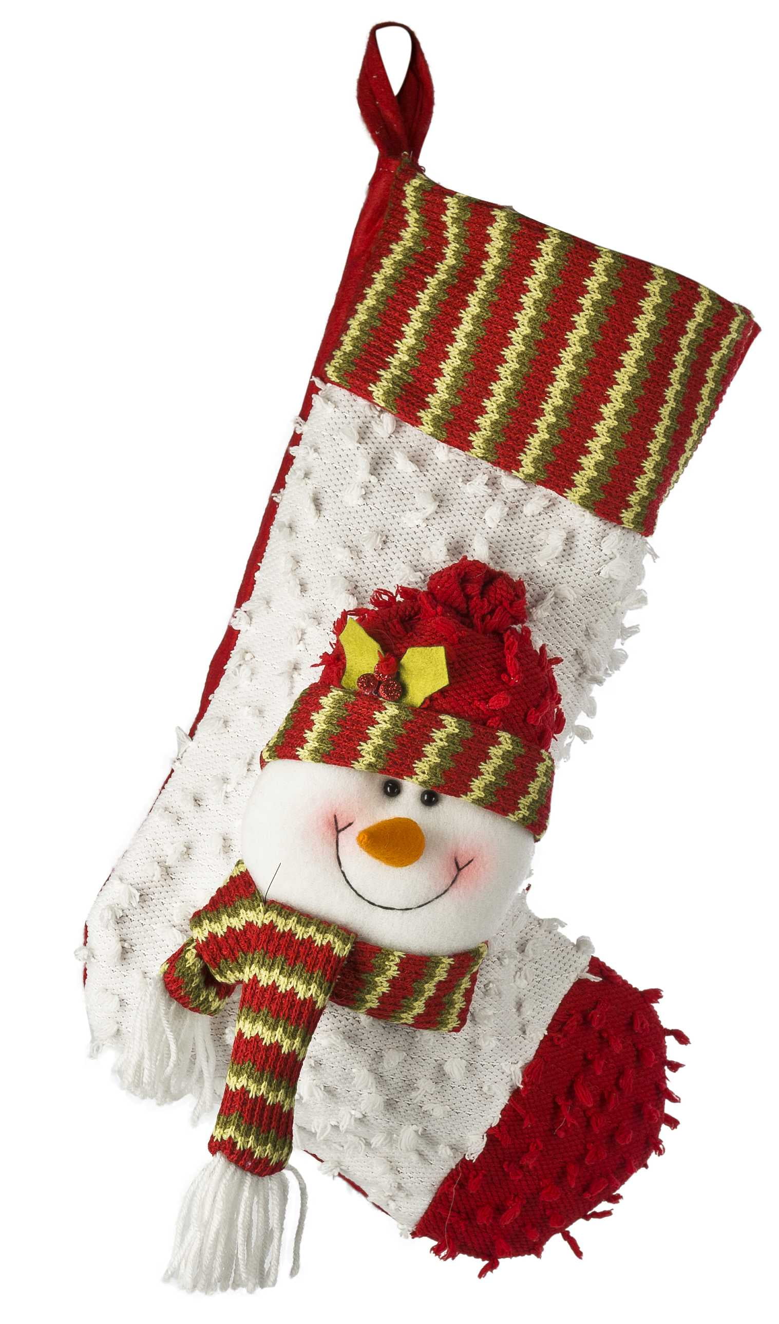 Christmas Stuffed Snowman Stocking Holiday Home Decor Plush Stocking by