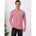 thumbnail image 2 of Camiseta a rayas para hombre Lars Amadeus manga larga cuello redondo rojo L, 2 of 6