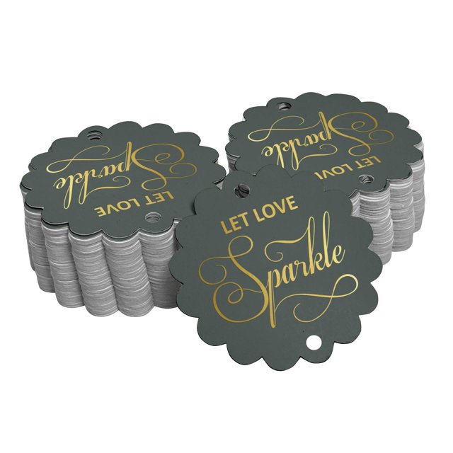 Inkdotpot Real Gold Foil Let Love Sparkle Wedding Tags Favor Hang Paper Tags 100 Pieces
