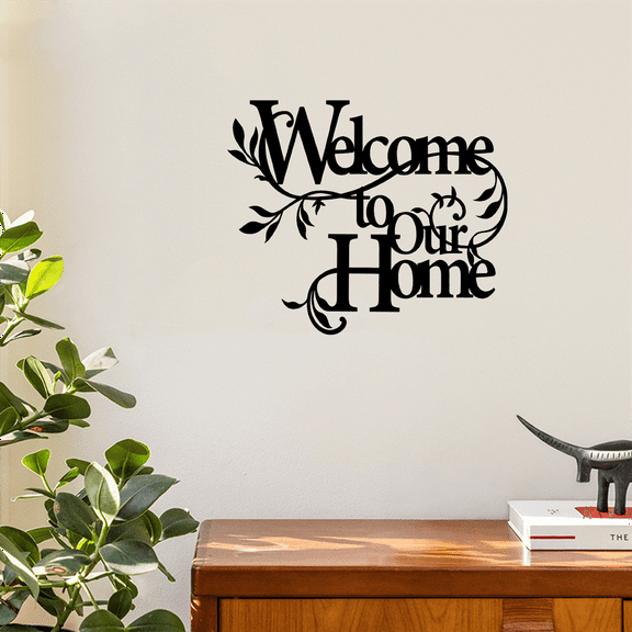HELLOYOUNG 11.81 - Inch Black Metal "Welcome To Our Home" Sign – Iron Painting Wall Art Eco-Friendly, Must-Have for Balcony/Living Room Decor Wall Decals & Stickers