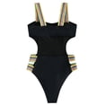 thumbnail image 4 of QHFBli Women's One Piece Swimsuits Tummy Control - Adjustable Strap Bathing Suit - Neon Color Block Sexy Sport Swim Suits, 4 of 5