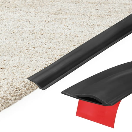 19.69Ft x 1.3" x 0.22" Self-Adhesive Carpet Edge Strip, TPE Gap Cover, Black