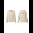 thumbnail image 3 of Sudadera con Capucha para Mujer, Informal, Holgada, de Larga, con Cuello en V y Botones, para Otoño. Albaricoque XXXL, 3 of 5