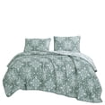 thumbnail image 2 of Teal & White Medallion Pattern 3-Piece Reversible Cotton Matelasse Bedspread Set，Queen, 2 of 4