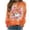 #0211-Orange, variant on Halloween Womens Crew Neck Long Sleeve Sweatshirts Orange Yellow Gradient Background Floral Pumpkin Leaf Center Print Loose Fit Warm Autumn Soft Pullovers Gift