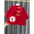 thumbnail image 2 of Biezeib Little Girl Chinese New Year Dress, Cute Long Sleeve Ruffled Quilted A-Line Dress with Bag, 2 of 8