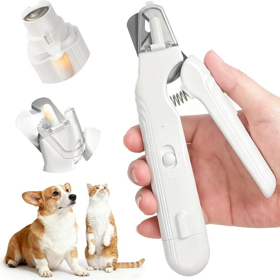 2-in-1 Dog Nail Grinder & Dog/Cat Nail Clippers Trimmers With 2 LED Lights,Rechargeable,Ultra-Quiet,Multiple Grinding Methods and Splash Guard for Small, Medium, and Large Dogs & Cats (White)