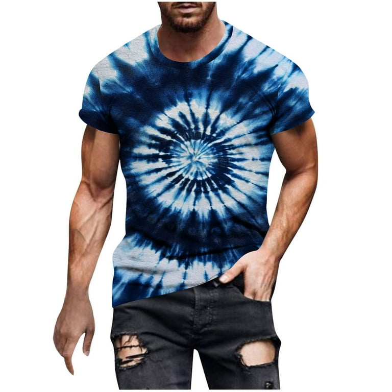 CFLVAEK Tie Dye T Shirts for Men Big and Tall Round Neck Tshirt