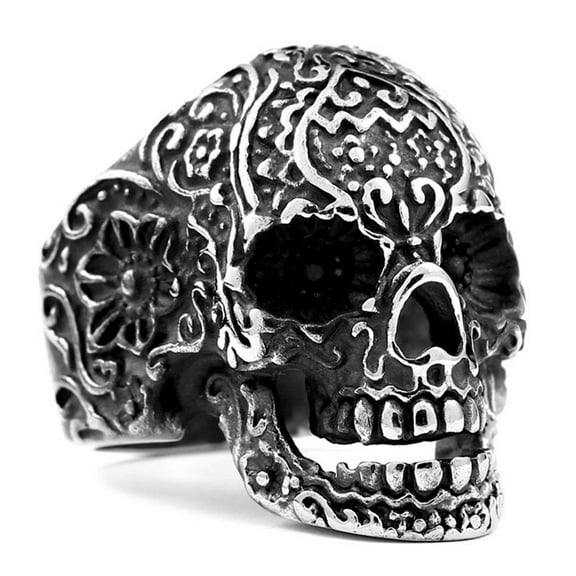 ZMY Home Stainless Steel Party Chunky Jewelry Mexico Sugar Skull Ring (11)