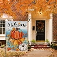 thumbnail image 6 of Welcome Fall Pumpkin Small Decorative Garden Flag, Autumn Beach Coastal Coral Leaves Yard Lawn Outside Decor, Thanksgiving Nautical Crab Starfish Outdoor Home Decoration Double Sided 12.5 x 18, 6 of 6