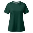 thumbnail image 4 of Homenesgenics Womens Tops Clearance under $10 Womens Tops Plus Size Women Shirts $5 Women Ladies Solid Short Sleeve Round Neck Pullover Lace Blouse Green XXL, 4 of 5