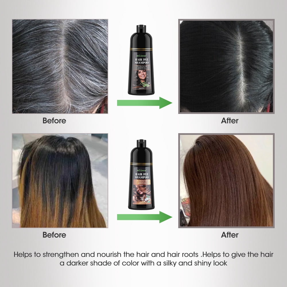 Black Hair Dye Shampoo 3 in 1 for Gray Hair, Herbal Hair Dye Natural Shampoo, Instant Hair Color Shampoo for Women Men Grey Hair Coverage 500ml