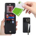 thumbnail image 3 of Samsung Galaxy S20 FE Leather Case with Card Holder, Wallet Case for Women, Zipper Slim Stand Case - Black, 3 of 14