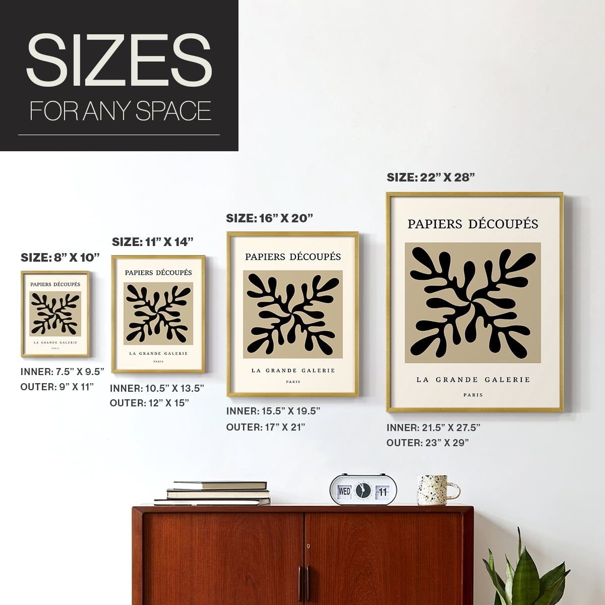 Matisse CCCXCIX in Gold Solid Wood 22 x 28 Framed Print