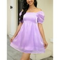 thumbnail image 3 of Womens Short Sleeve Square Neck Casual Babydoll Mesh Mini Dress, 3 of 5