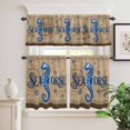 thumbnail image 3 of Kitchen Window Curtains Valance and Tier Set, Retro Oceans Seahorses Rod Pocket Tier Curtain Valance Set, Compass Sailing Boat Light Filtering Cafe Curtains for Bedroom Living Room, 3 of 9