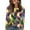 Green #021, variant on Mardi Gras Shirts for Women Glitter Long 3/4 Sleeve Purple Tunic Tops Crew Neck Mask Print Green T Shirts White XL