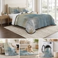 thumbnail image 6 of Twin Quilt Set 68''x86'', Blue Grey Beige Lightweight Summer Bedspread Coverlet Set with 2 Pillow Shams, Abstract Modern Art Oil Painting Breathable All Season Quilt Bedding for Dorm/Bedroom, 6 of 9