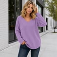 thumbnail image 6 of Qivvo Women's Knit Tunic Tops for Leggings Long Sleeve V Neck Pullover Sweater Curved Hem Shirts Trendy Clothes(Purple,3X-Large), 6 of 8