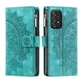 thumbnail image 2 of Nalacover for Samsung Galaxy A53 5G Embossed Floral Pattern PU Leather Crossbody Case with Shoulder Strap,Shockproof Magnetic Flip Kickstand Credit Card Slots Zipper Pocket Wallet Phone Case,Green, 2 of 10