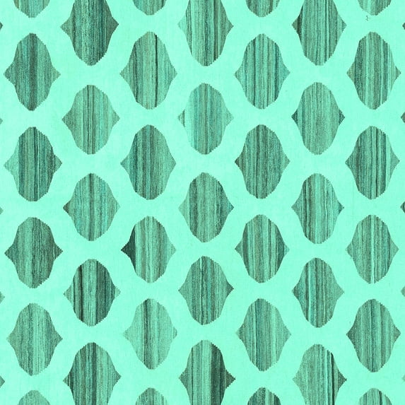 Ahgly Company Machine Washable Indoor Square Solid Turquoise Blue Modern Area Rugs, 3' Square