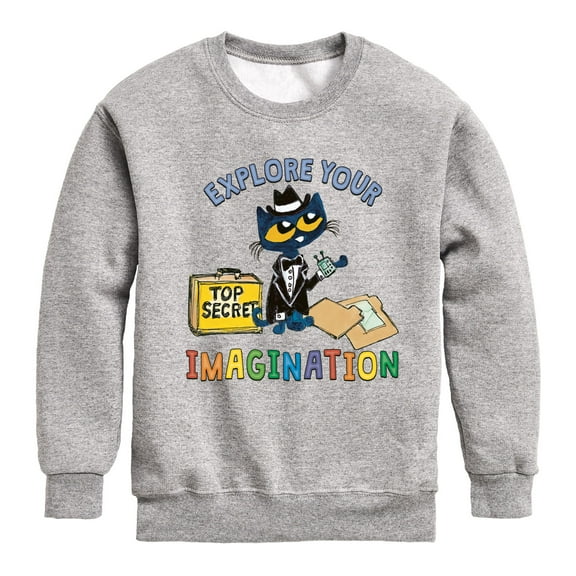 Pete The Cat - Explore Your Imagination -Toddler And Youth Crewneck Fleece Sweatshirt