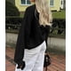 thumbnail image 5 of Suéter PRETTYGARDEN 2025 con Volantes, Abierto al Frente, Tejido Grueso, Negro, Talla S, 5 of 5