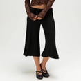 thumbnail image 5 of Gaucho Pants for Women Fold Over Flowy Low Rise Wide Leg Capri Pants Casual Stretch Cropped Pant Black S, 5 of 7
