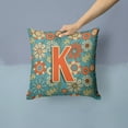 thumbnail image 2 of Carolines Treasures CJ2012-KPW1414 Letter K Flowers Retro Blue Canvas Fabric Decorative Pillow  14Hx14W multicolor, 2 of 4