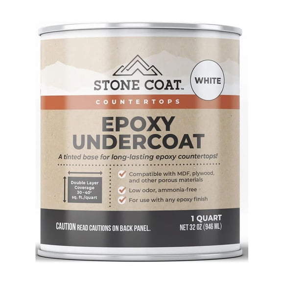 Stone Coat Countertops White Epoxy Undercoat - A Perfect Paint and Primer for Coating MDF, Plywood, and Porous Materials