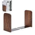 thumbnail image 2 of Book Ends Universal Bookends for Shelves, Non-Skid Bookend, Decorative Heavy Duty Wood Book End, Home Decor Wooden Book Stopper for Books/CDs,1 Pairs,Style:Black walnut square head;, 2 of 8