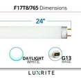 thumbnail image 3 of Luxrite F17T8/865 17W 24 Inch T8 Fluorescent Tube Light Bulb, 6500K Daylight, 1350 Lumens, G13 Medium Bi-Pin Base, LR20755, 6-Pack, 3 of 4