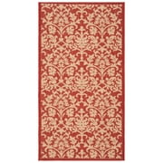 SAFAVIEH Courtyard Yvette Floral Indoor/Outdoor Area Rug, Red/Natural, 2'7" x 5'
