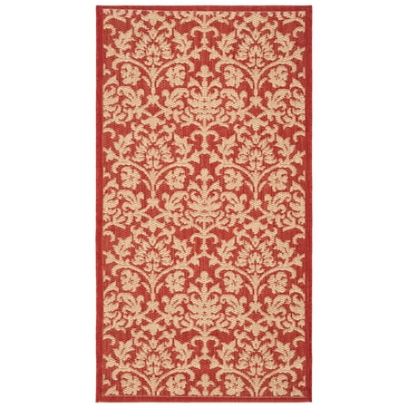 SAFAVIEH Courtyard Yvette Floral Indoor/Outdoor Area Rug, Red/Natural, 2'7" x 5'
