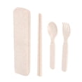 thumbnail image 4 of 1 Set Wheat Straw Spoon Chopsticks Fork Utensil Set Travel Camping Tableware Dishware Set Portable Kitchen Set for Kids (Beige), 4 of 8