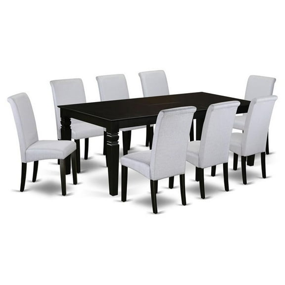 Pemberly Row 9-piece Wood Dining Set in Black/Grayish Blue