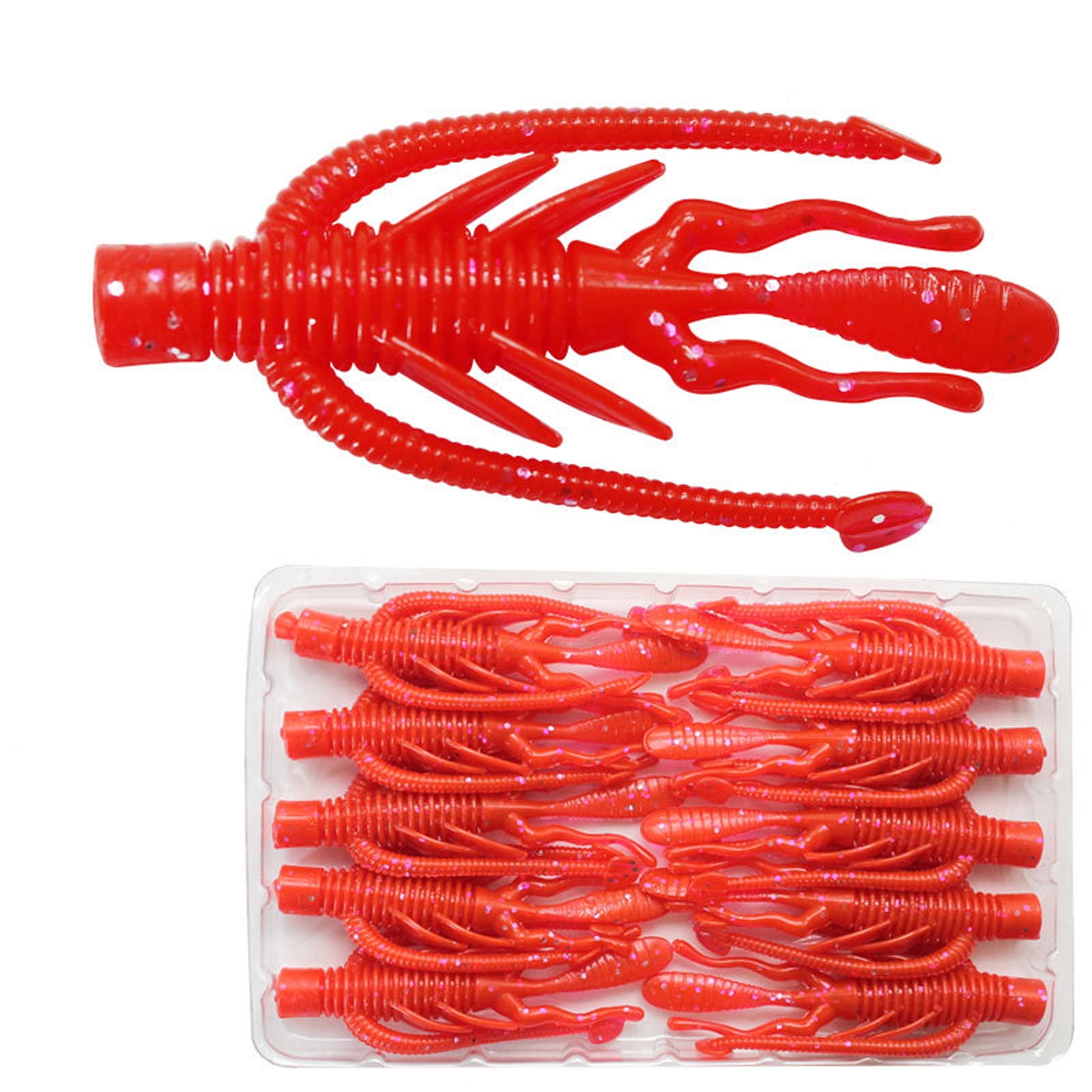 QLUEWX 10PCS Floating Shrimp Soft Lures Red Scented High Elastic Crawfish Bait 2.5in Artificial Fishing Soft Baits Freshwater Saltwater Tackle Gift for Anglers