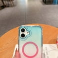 thumbnail image 6 of For iPhone 16 Plus Magnetic Clear Phone Case,Two-color Gradient Design,Compatible with Mag-Safe,3-in-1 Heavy Duty Shockproof Military Drop Protection Transparent Phone Case,Lightblue+Pink, 6 of 10