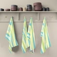 thumbnail image 5 of Blue Green Yellow Stripes Decorative Waffle Towel Kitchen Dishcloth 28x18in Multi-Use Tea Towel, 5 of 7