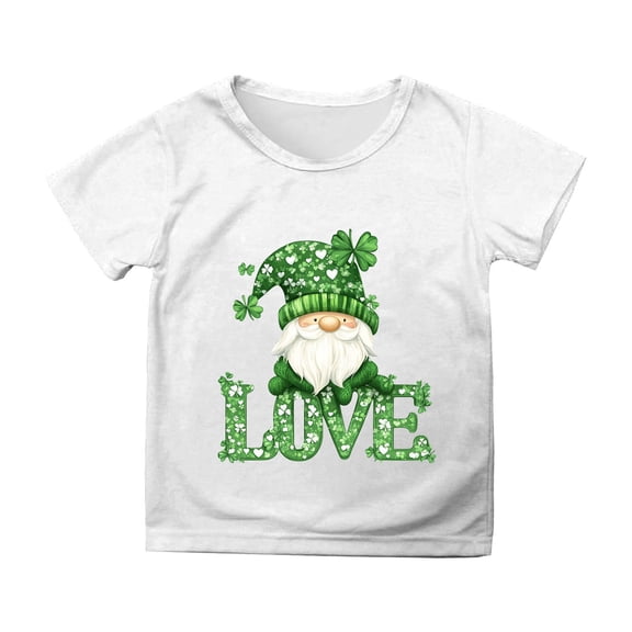 ibiyuan Girls T Shirts Size 10 Little Girl Shirts St. Patrick's Day Clover Shamrock Holiday Short Sleeve Green Crew Irish Saint Tee Toddler Clothes,6-7 Years