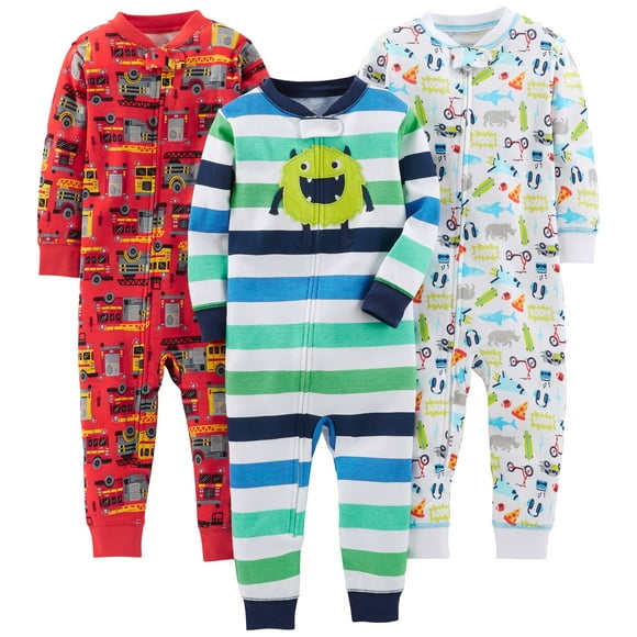 Pijama de algodón sin pies para bebés, 3 unidades, ajuste ceñido, 24 meses