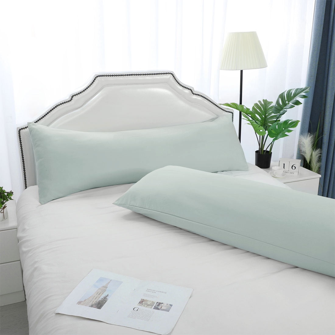 Unique Bargains 2 Pack Microfiber Body Pillow Cases Silver 20" x 48"