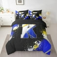 thumbnail image 2 of Feelyou Initial K Letter Bedding Comforter Set 7pcs, Blue Watercolor Artwork King Bedding Sets, Cartoon Basketball Print Reversible Bed Sheets, Lightweight Room Decor, 2 of 7