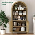 thumbnail image 3 of MAYEERTY 63" Full Oak Color Arch Cabinet with Rattan Woven Doors, for Home Office Bedroom, 3 of 5
